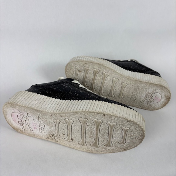 T.U.K Platform Sneakers, Black and White with Speckles on Black, Skule and Bone - Picture 8 of 11